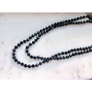 Black Beaded Wrap Necklace